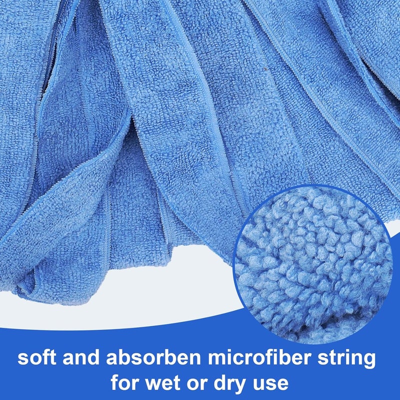 BeiLan Microfiber Mop Cloth Heads Replacements: One Mop Handle with Four Blue Microfiber Cloth Mop Heads Compatible with All Standard US Threading Pole Mop Handle - Image 4